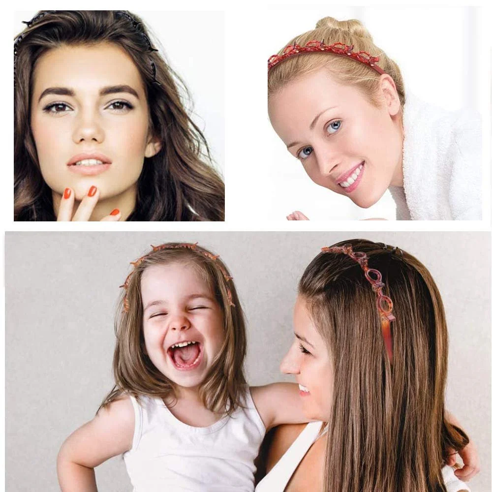 Обруч для волос Двойная челка, 2 шт, фото №5