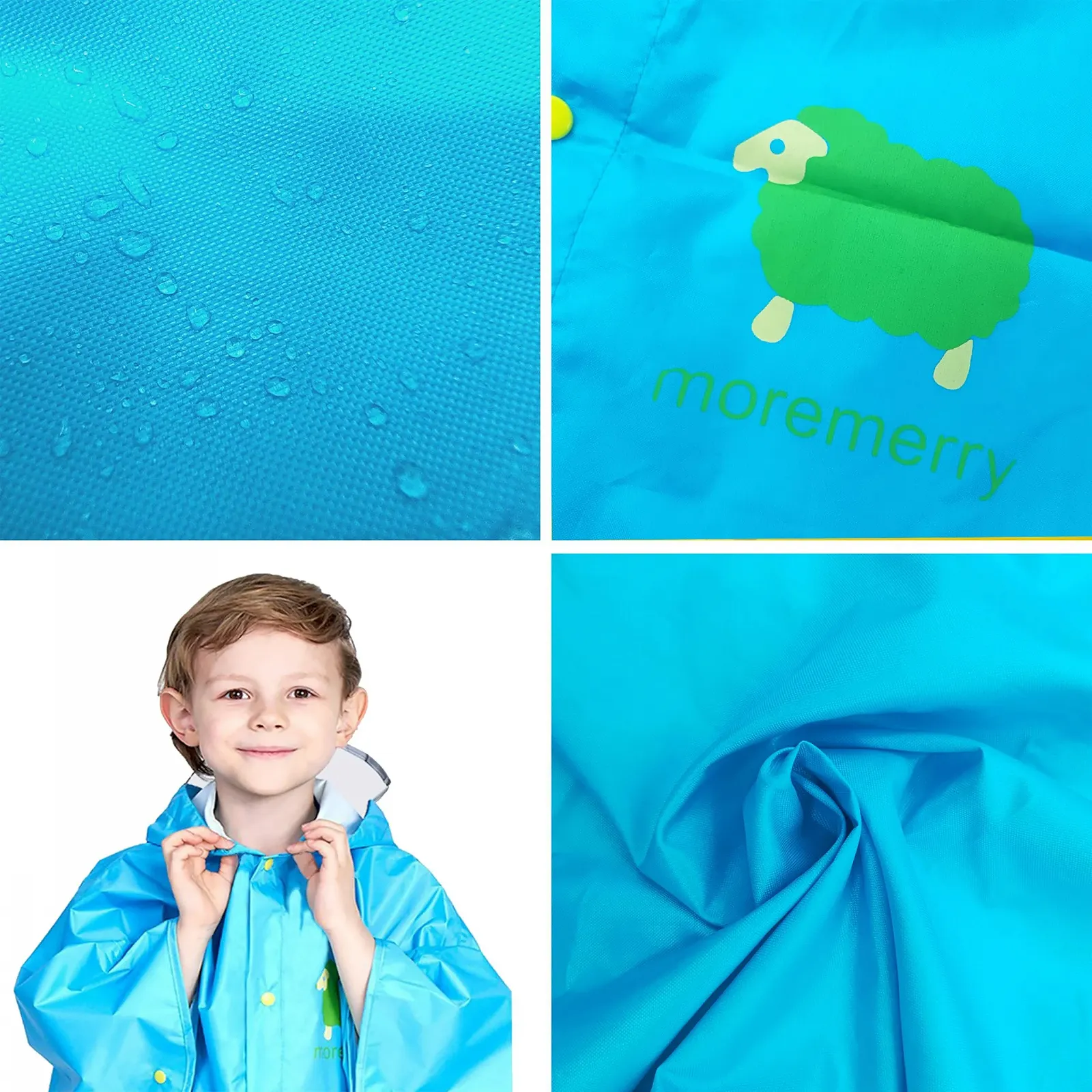Детское дождевое пончо для мальчиков, 100% непромокаемое, фото №4