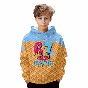 Худи Без бренда 67 Размер 6 7 Принт Meme Винтажный мультяшный Длинный рукав Ретро Зимний - Фото 1