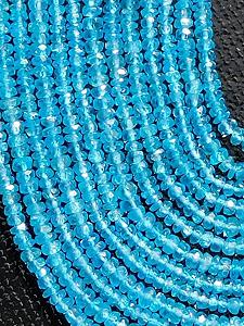 Апатит Круглые Граненые Бусины 3 мм Голубой - Фото 1