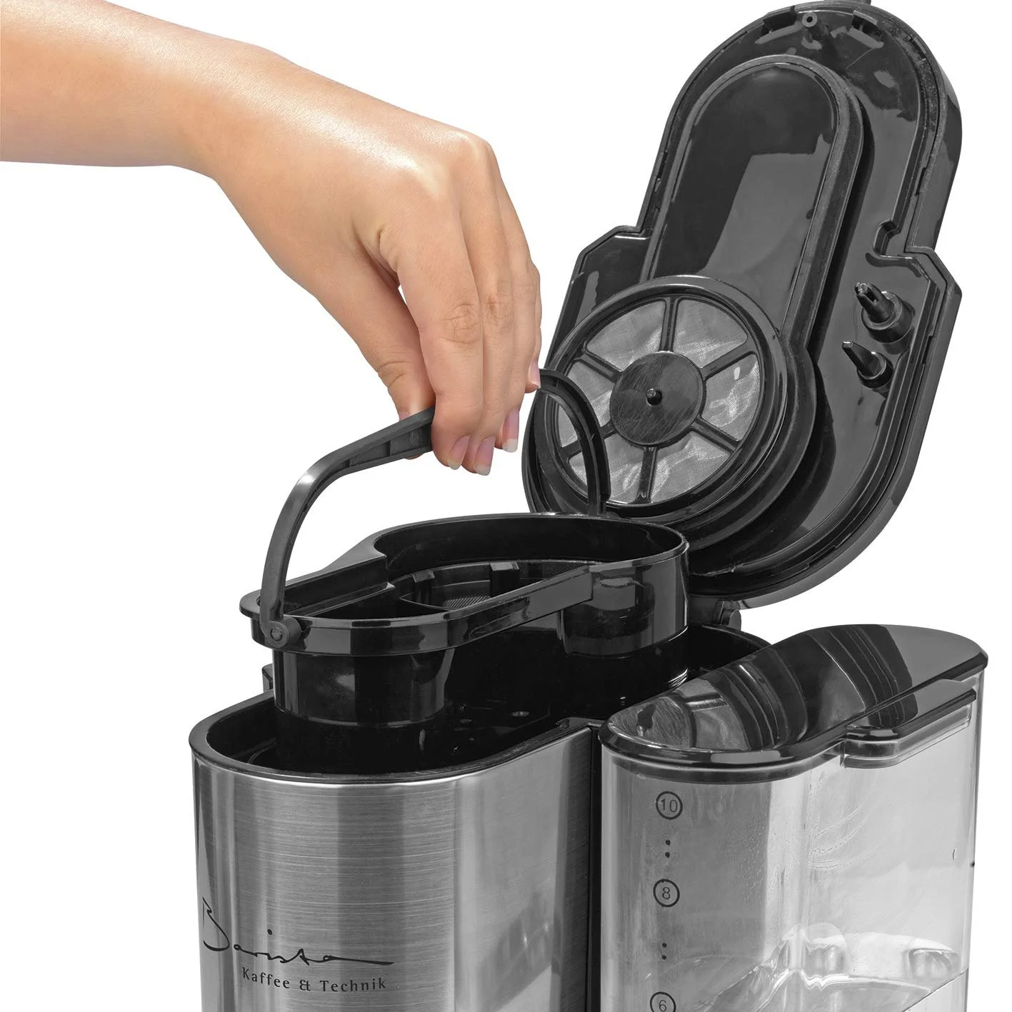 Кофеварка капельная GourmetMaxx Barista 10 чашек с кофемолкой Edelstahl Black, фото №6