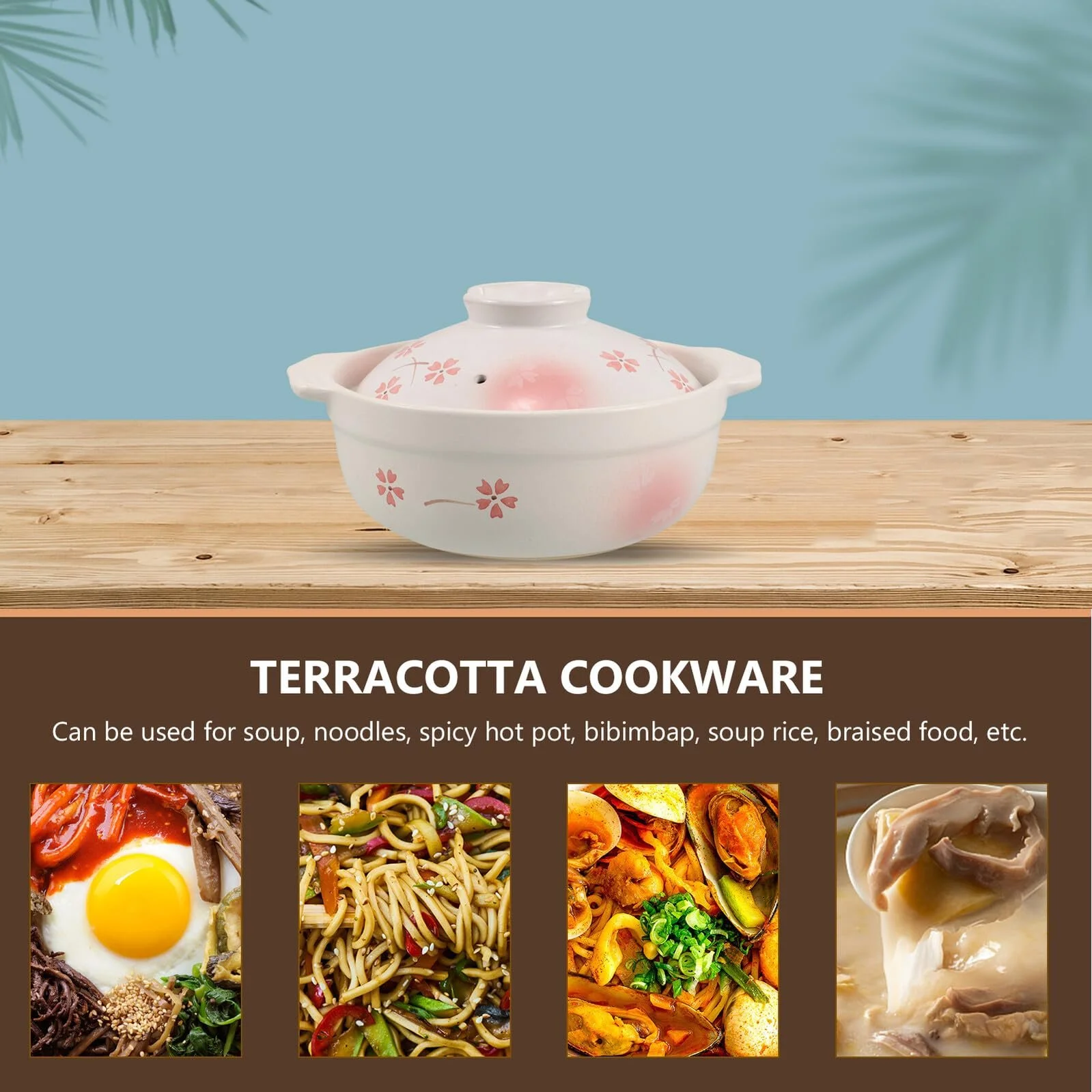 Глиняний горщик Ciieeo Japanese донабе з кришкою, термостійкий, для рису, супу та тушкування, фото №7