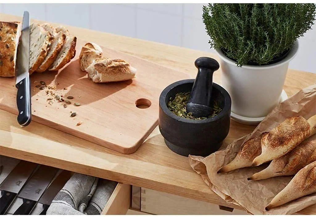 Ступка з товкачиком з полірованого мармуру для гуакамоле Міцна, велика та елегантна, фото №2