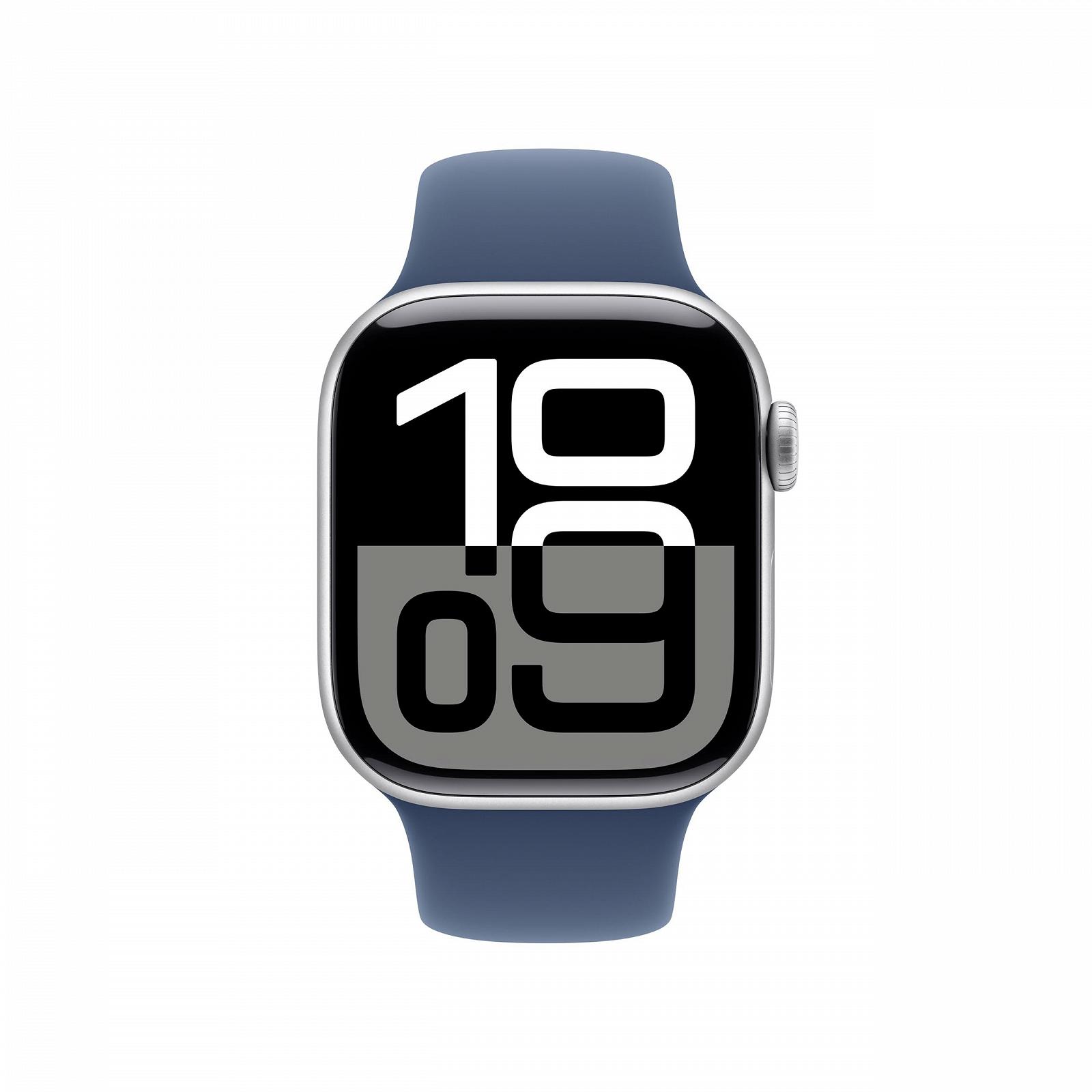 Смарт-часы Apple Series 10 (GPS + Cellular 42мм) Алюминиевый корпус Серебристый Ремешок Спортивный Деним (M/L), фото №2