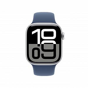 Смарт-часы Apple Series 10 (GPS + Cellular 42 мм) Алюминиевый корпус Серебристый Ремешок Спортивный Деним (S/M) synthetic.ua - Фото 1