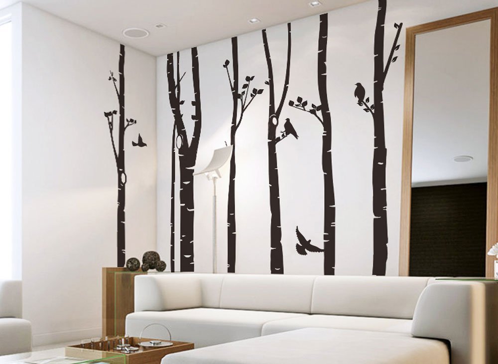 Наклейка на стену Grandora XXL Birch Trunks Birds 267 x 250 см белая W5449, фото №3