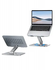 Подставка для ноутбука Gladgogo, регулируемая эргономичная подставка для ноутбука, вентилируемая алюминиевая подставка для ноутбука для стола, совместимая со всеми ноутбуками 10-17 дюймов, серебристая - Фото 1