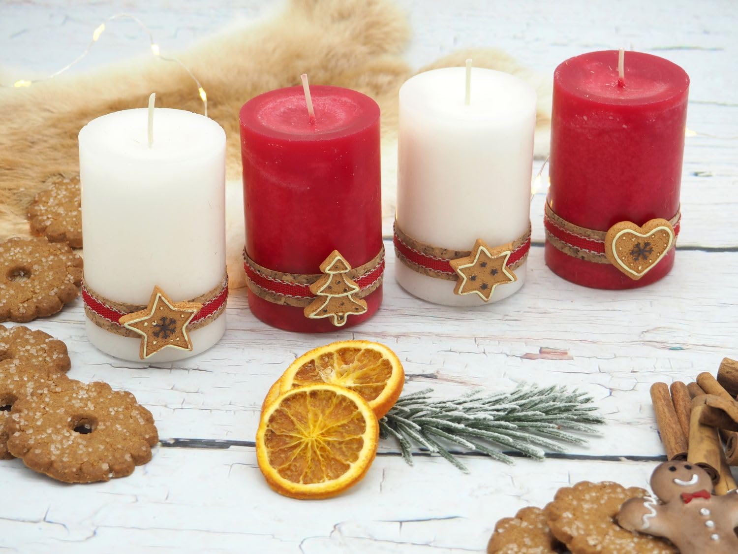 Свічки Advent Pillar Red Cream Biscuits Cookies, фото №6 Свічки Advent Pillar Red Cream Biscuits Cookies, фото №6