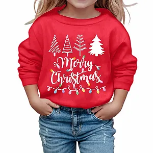 Generisch Повседневный модный детский свитшот с принтом букв, круглый вырез, длинные рукава для девочек - Фото 1