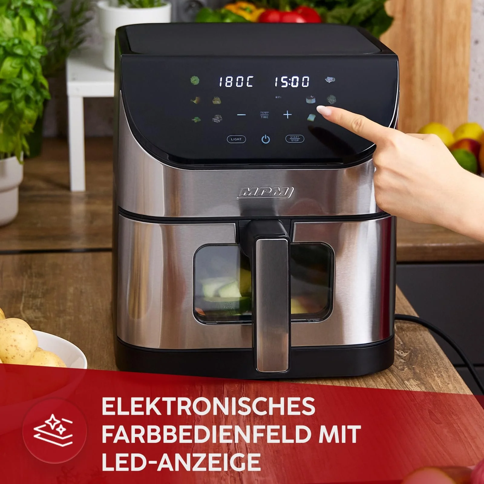 Мультипечь MPM MFR-10M/WiFi 6 л корзина 2.3 л противень Wi-Fi LED панель, фото №2 Мультипечь MPM MFR-10M/WiFi 6 л корзина 2.3 л противень Wi-Fi LED панель, фото №2