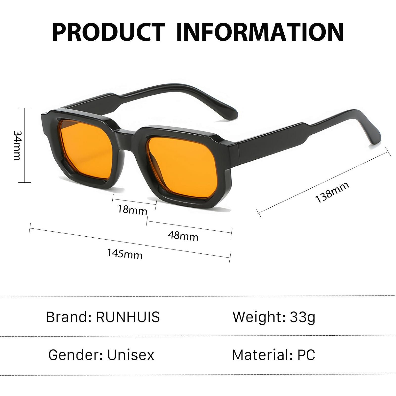 Вінтажні Прямокутні Сонцезахисні Окуляри RUNHUIS для Чоловіків та Жінок, Ретро Шестикутні, фото №3