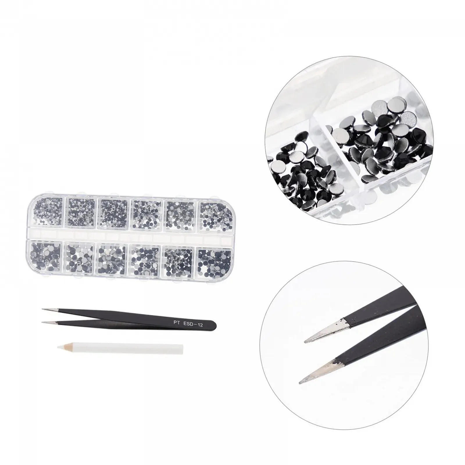 Стрази для нігтів Healeved 2 набори, плоска задня частина, інструменти для манікюру, фото №3