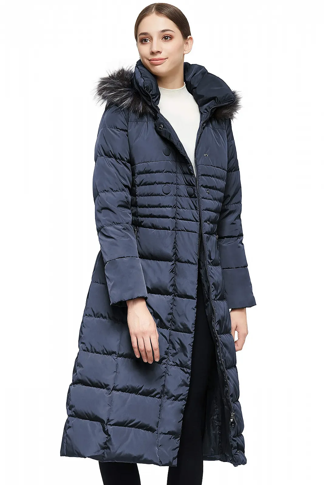 Пуховик Orolay С длинным меховым капюшоном, рукава реглан, женский, фото №3 Пуховик Orolay С длинным меховым капюшоном, рукава реглан, женский, фото №3