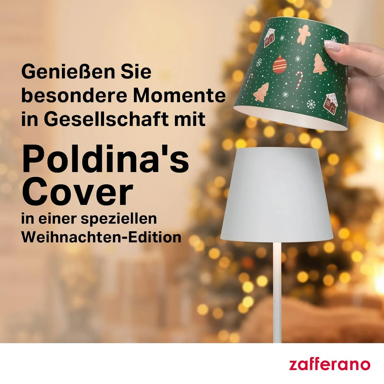 Настільна лампа Zafferano Poldina Pro Бездротова Акумуляторна Сенсорна 38 см Біла (Christmas Sweets), фото №7