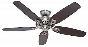 Потолочный вентилятор HUNTER FAN Builder Elite 50566, никель, 5 двухсторонних лопастей (бразильская вишня/клен) - Фото 1