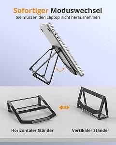 Підставка для ноутбука вертикальна алюмінієва 2-в-1 тримач сумісна з MacBook Air Pro, Dell XPS, Lenovo, HP (11-17 дюймів) synthetic.ua - Фото 1