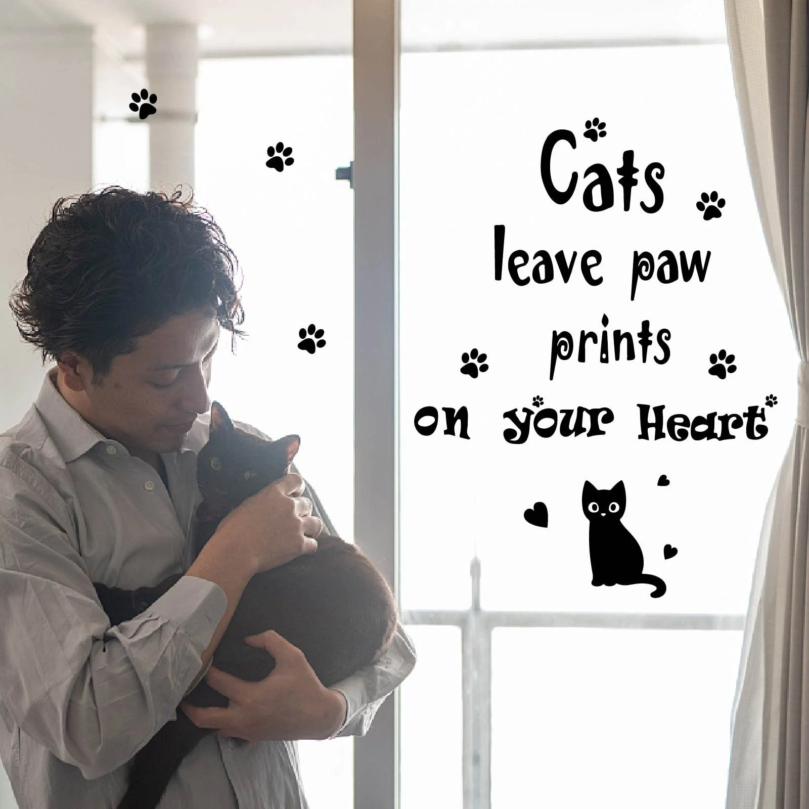 Наклейка на стіну SUPERDANT Cat Paw Prints 30 x 60 см Чорний, фото №4