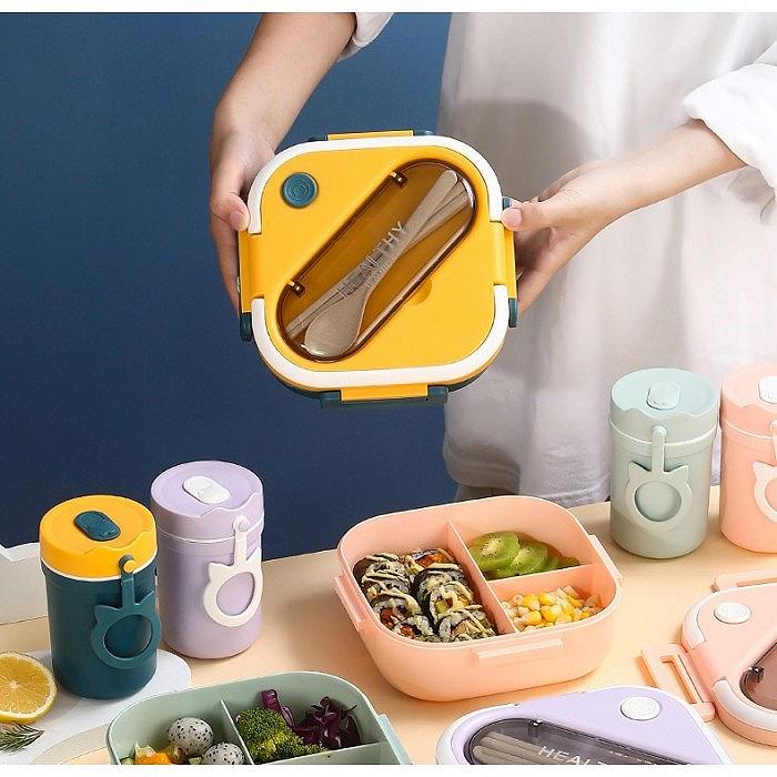 Ланч бокс з пристроями і ручкою 1300 мл Healthy синьо-жовтий, фото №5 Ланч бокс з пристроями і ручкою 1300 мл Healthy синьо-жовтий, фото №5