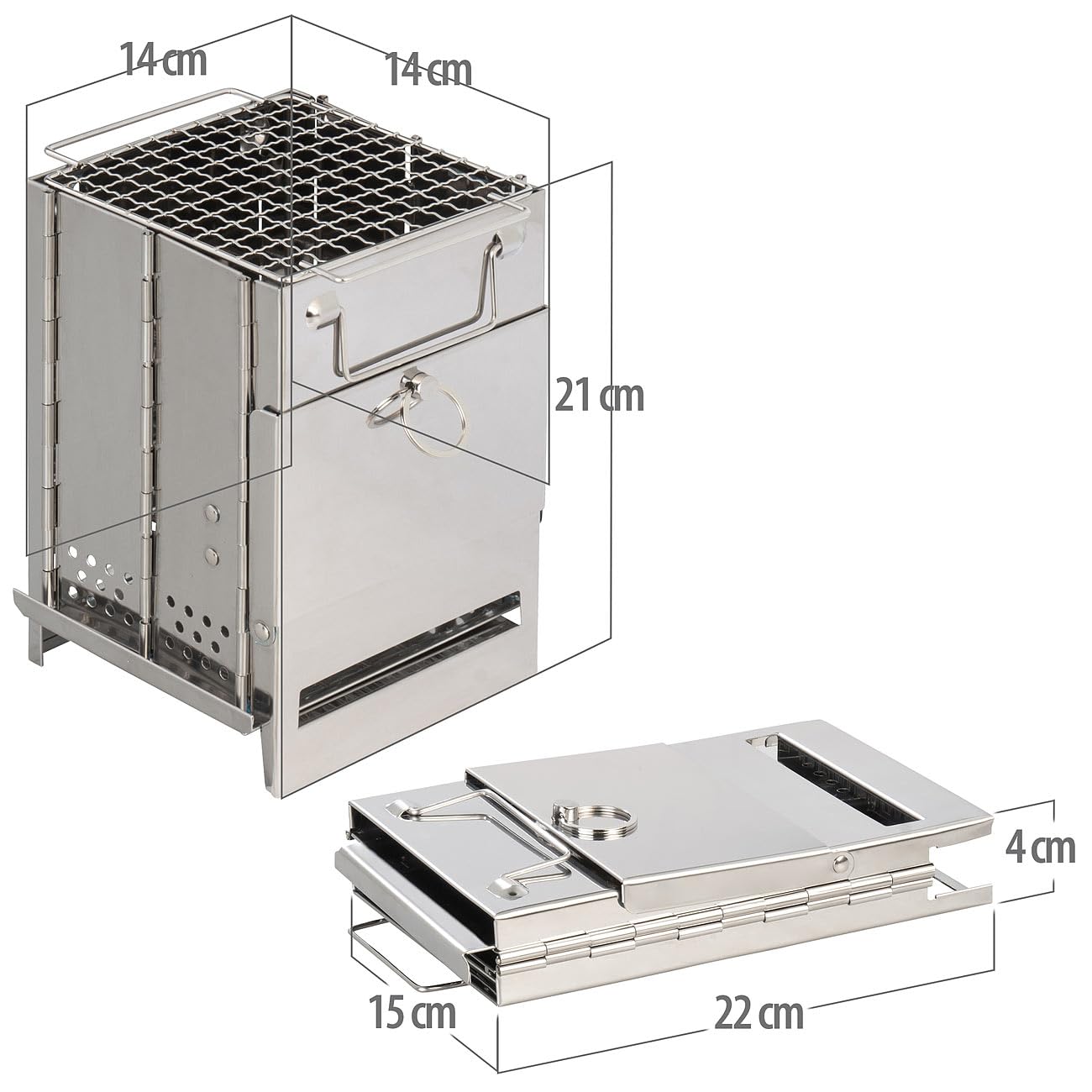 PЕARL Плита 4 нержавіюча сталь (грати для приготування їжі, пічка hoho), фото №5