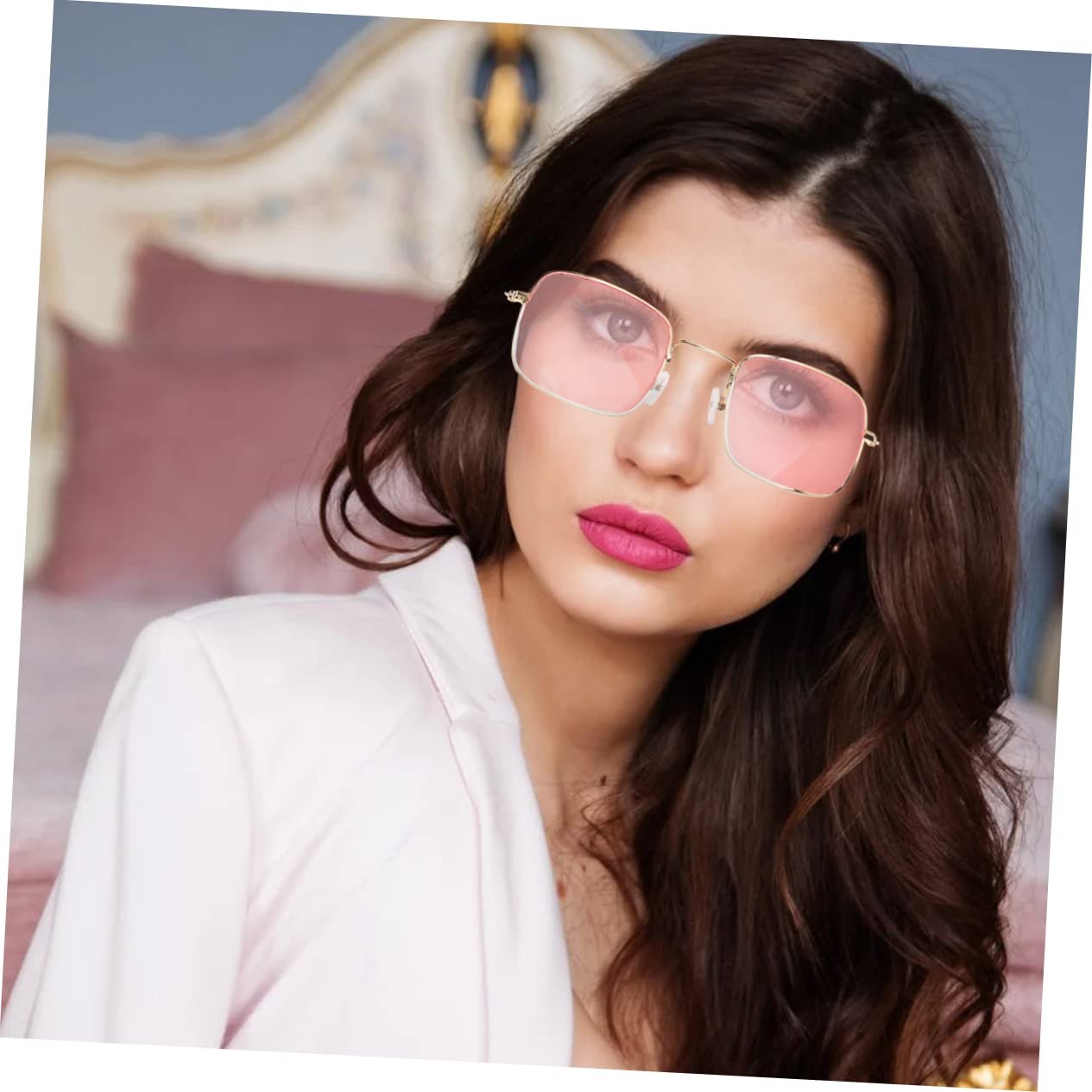 Сонцезахисні окуляри Квадратні Ретро PACKOVE Червона оправа, фото №9