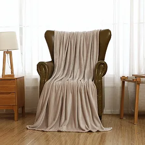 Одеяло Mixibaby Мягкое, Пушистое, Очень Мягкое и Теплое, Фланелевое Флисовое Одеяло, Устойчивое к Сминанию/Обесцвечиванию, как Покрывало на Диван или Кровать, Размер: 240 см x 270 см, Цвет: Бежевый - Фото 1