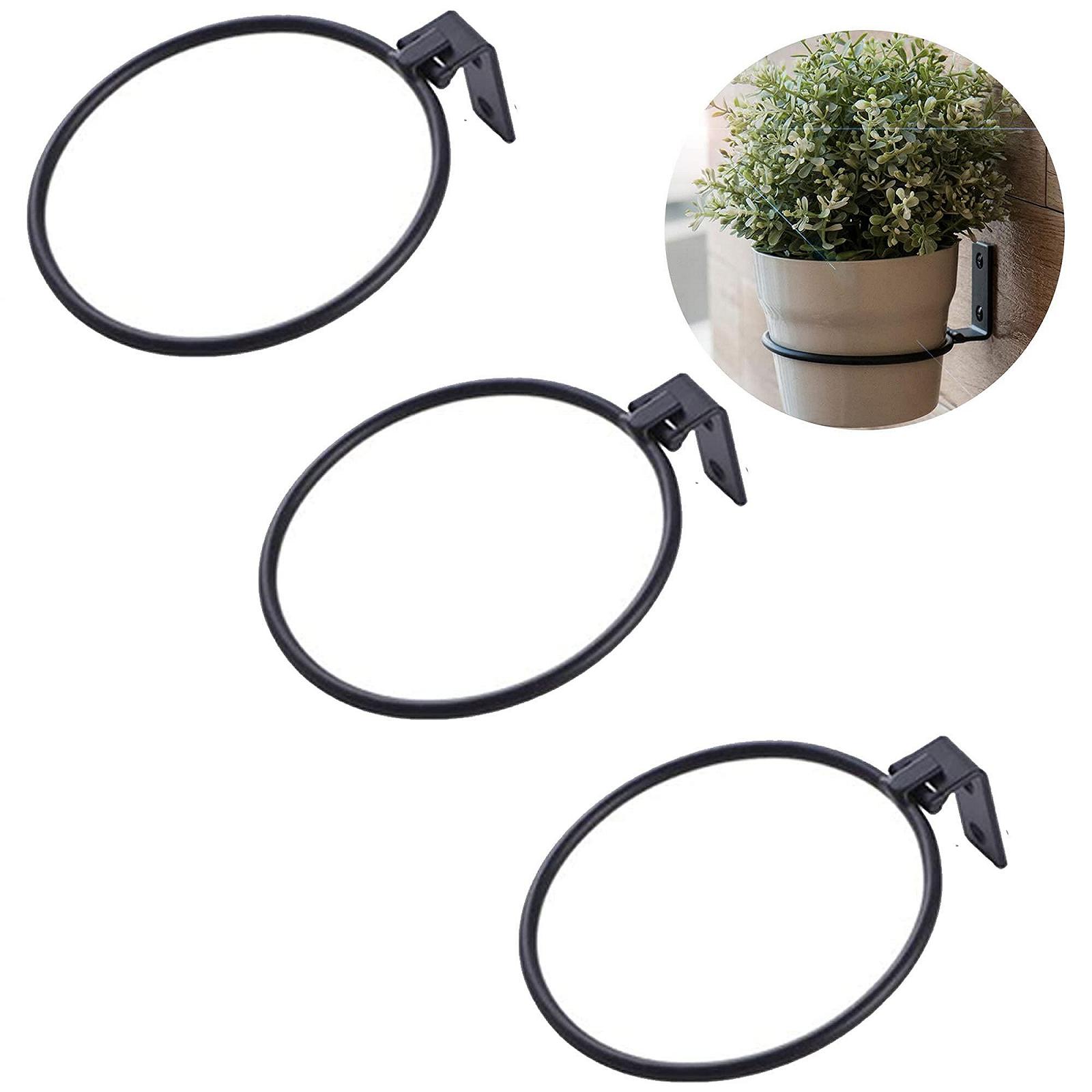 Кільце-тримач для квіткового горщика Lpraer настінне металеве складане чорне 15 см 3 шт., фото №4
