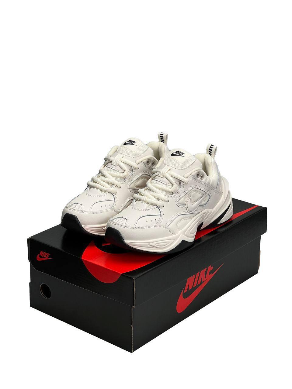 Женские кроссовки Nike M2K Tekno бежевые кожаные кросы найк текно демисезонная обувь из натуральной кожи, фото №10