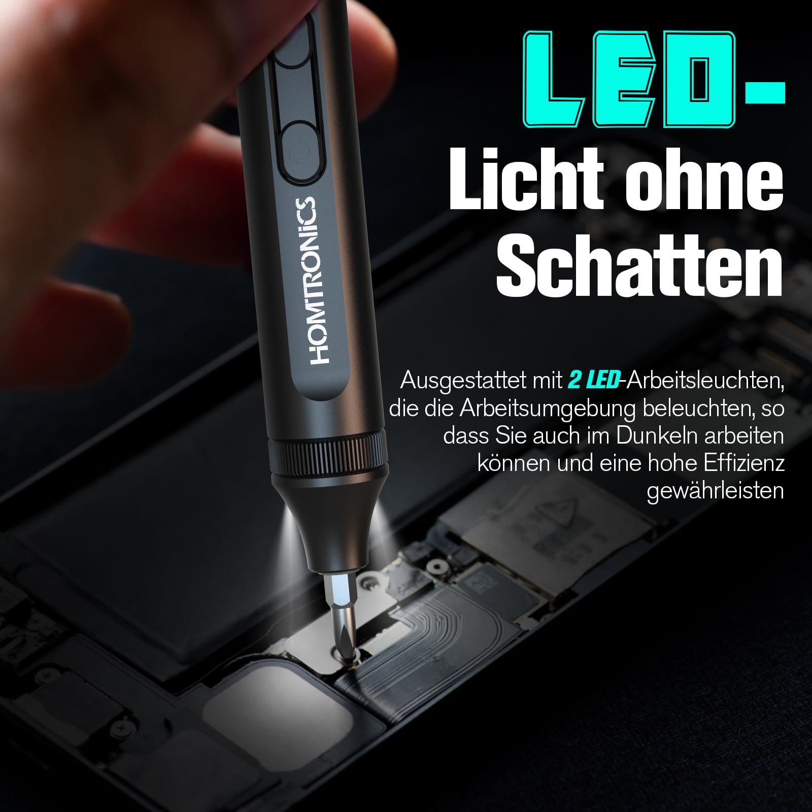 Mini Електрична Викрутка Homtronics Precision 52 в 1 OLED Екран LED і 48 Біти Type-C Зарядка, фото №6 Mini Електрична Викрутка Homtronics Precision 52 в 1 OLED Екран LED і 48 Біти Type-C Зарядка, фото №6