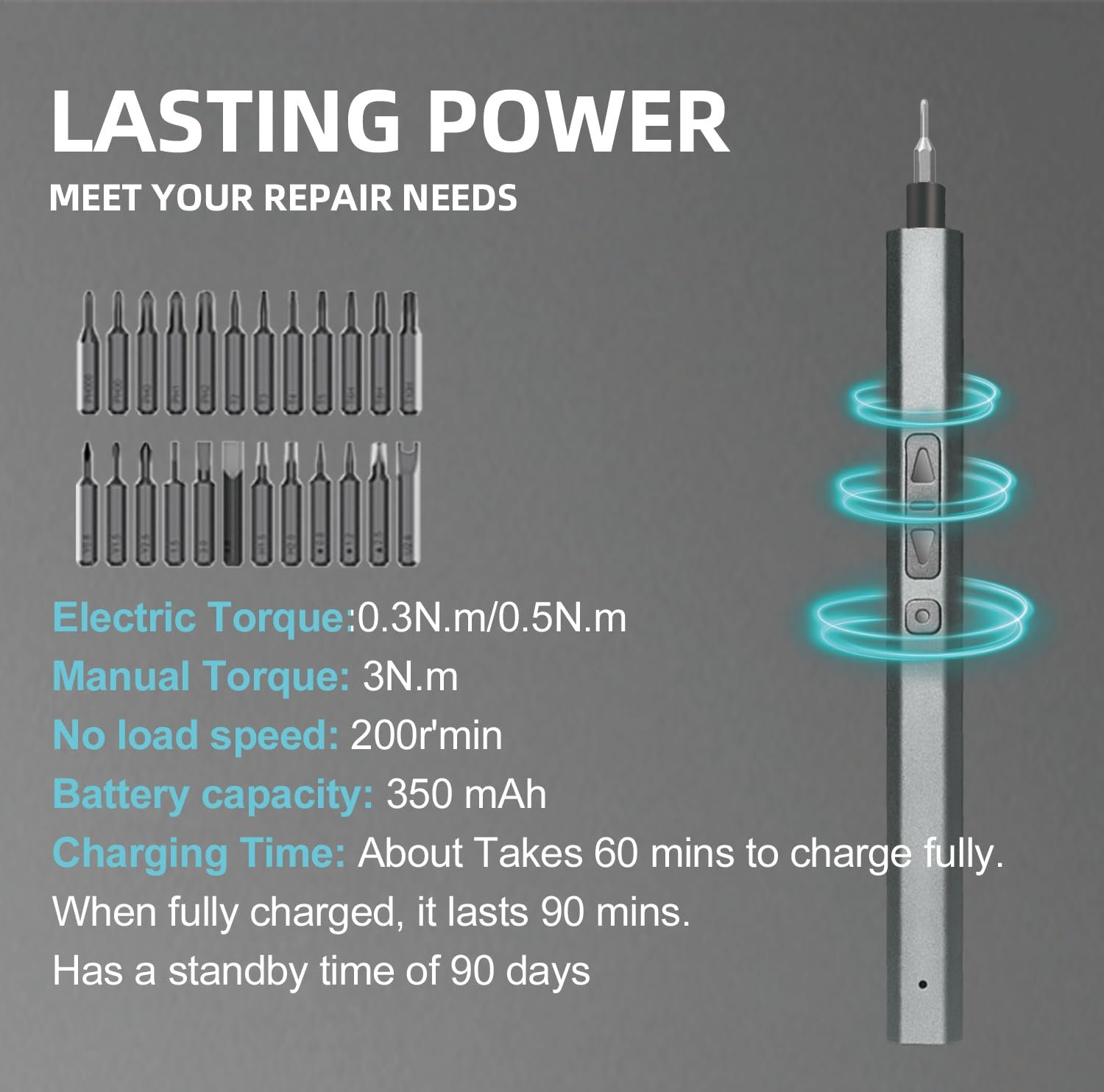 Набір електричних викруток DTD Precision 30 в 1 Mini, 5 Torque, 5/32 Inch Hexagon, магнітна бездротова для ПК, телефону, окулярів, ноутбука, фото №3