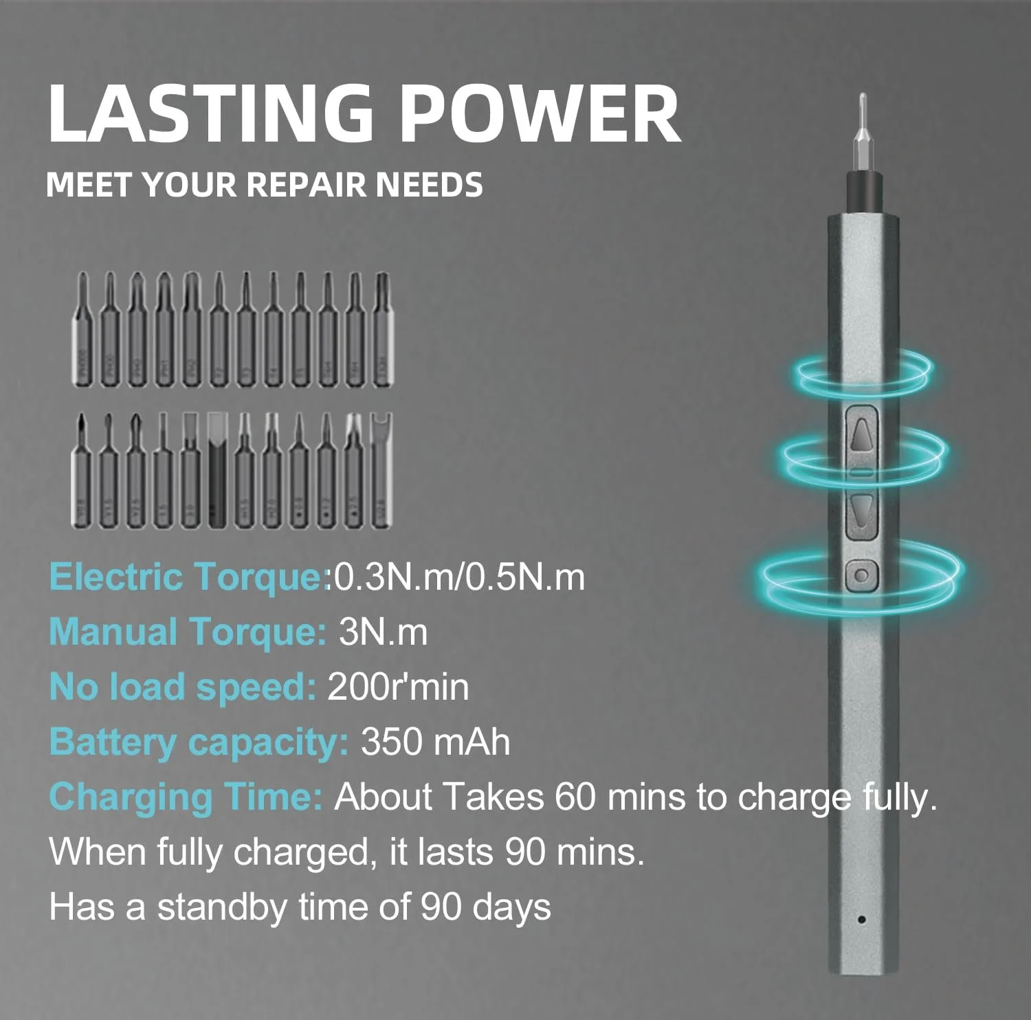 Набор электрических отвёрток DTD Precision 30 в 1 Mini, 5 Torque, 5/32 Inch Hexagon, магнитная беспроводная для ПК, телефона, очков, ноутбука, фото №3