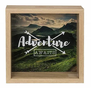 Копилка Деревянная Adventure Awaits с рамкой 20 x 20 см Зеленая synthetic.ua - Фото 1