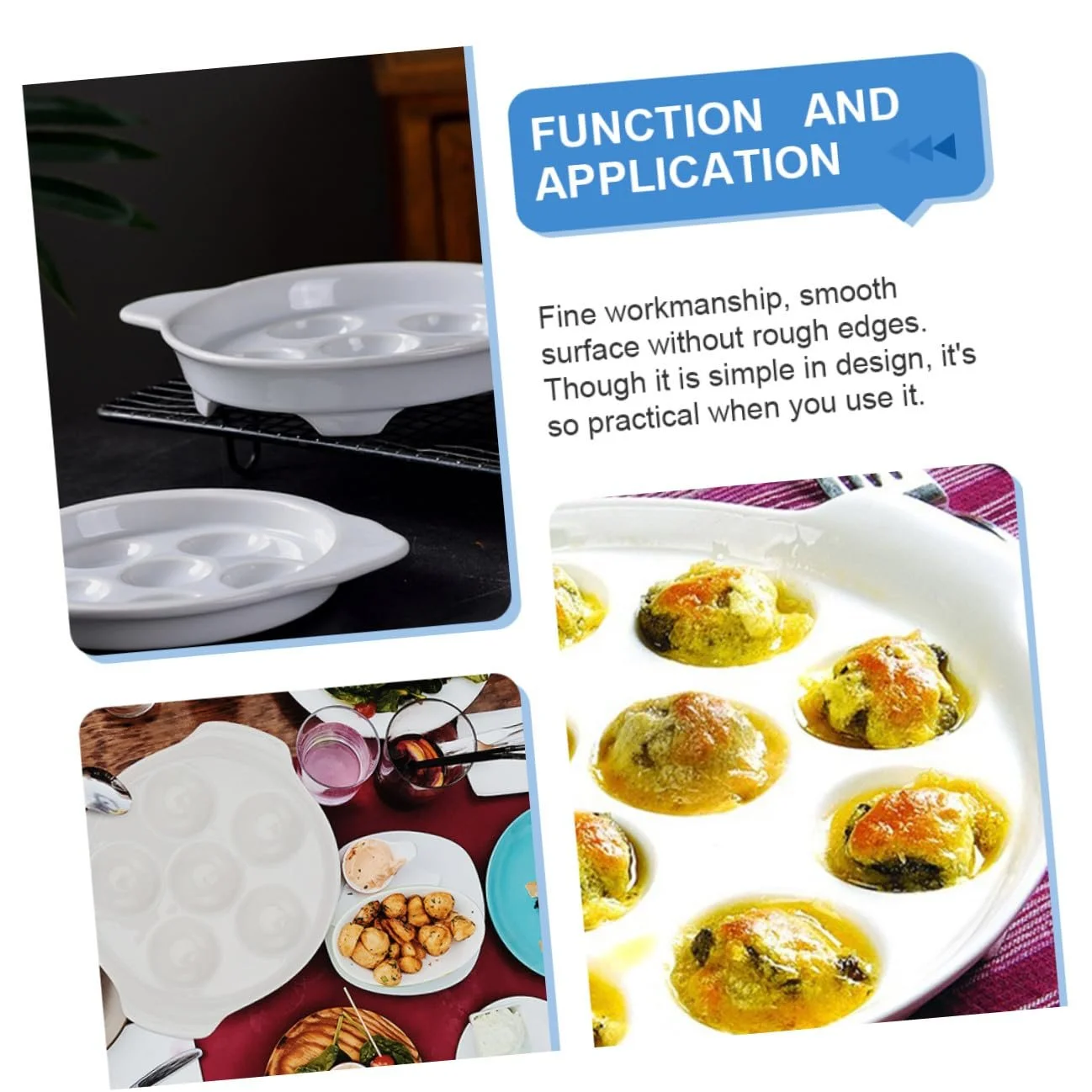 Набір з 2 керамічних форм для запікання равликів з заглибленнями термостійкі для духовки та гриля, фото №7