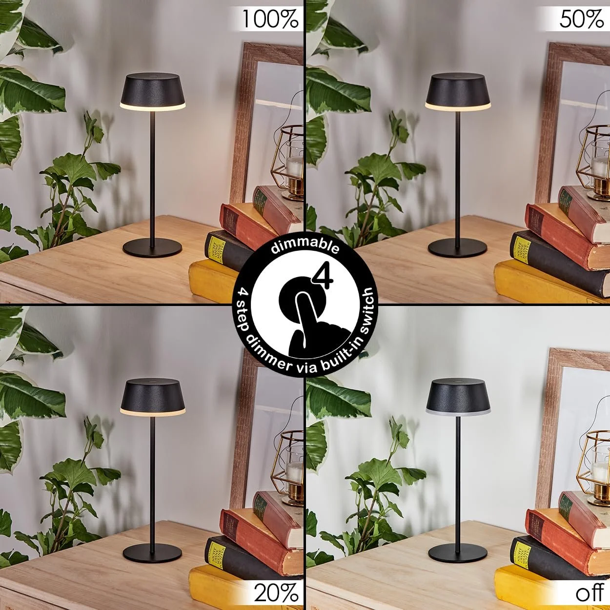 Настільна лампа HOFSTEIN Romdrup LED Touch Dimmer USB-C IP44 Чорний/Білий, фото №3