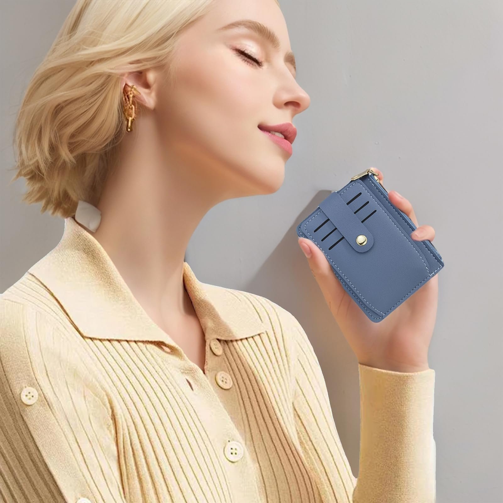 Кошелек AfitLulu Ультратонкий с 6 отделениями для карт и окошком для ID, миниатюрный кошелек с отделением для монет, розовый, Modern, фото №6