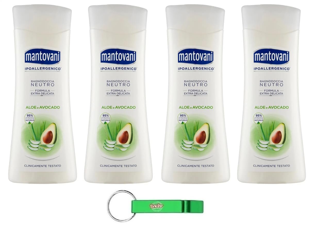 Гель для душу Mantovani Neutro Aloe e Avocado 400 мл 4 шт., фото №1