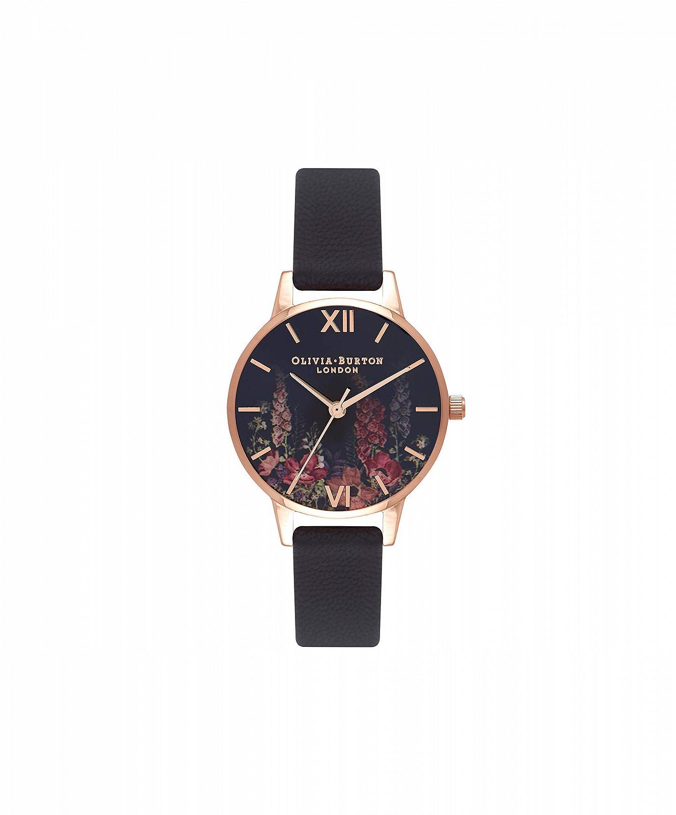 Жіночий аналоговий кварцовий годинник Olivia Burton Dark Bouquet Collection OB16WG43, Чорний (Dark Bouquet), вінтажний, фото №1