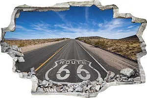 Наклейка на стіну Route 66 USA Highway DW000103 Сірий камінь Горизонтальна 90 см x 60 см - Фото 1