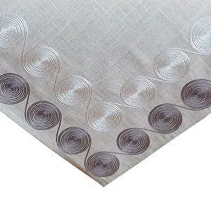 Скатертина Raebel Circles 85 x 85 см машинна вишивка Натуральний льон - Фото 1