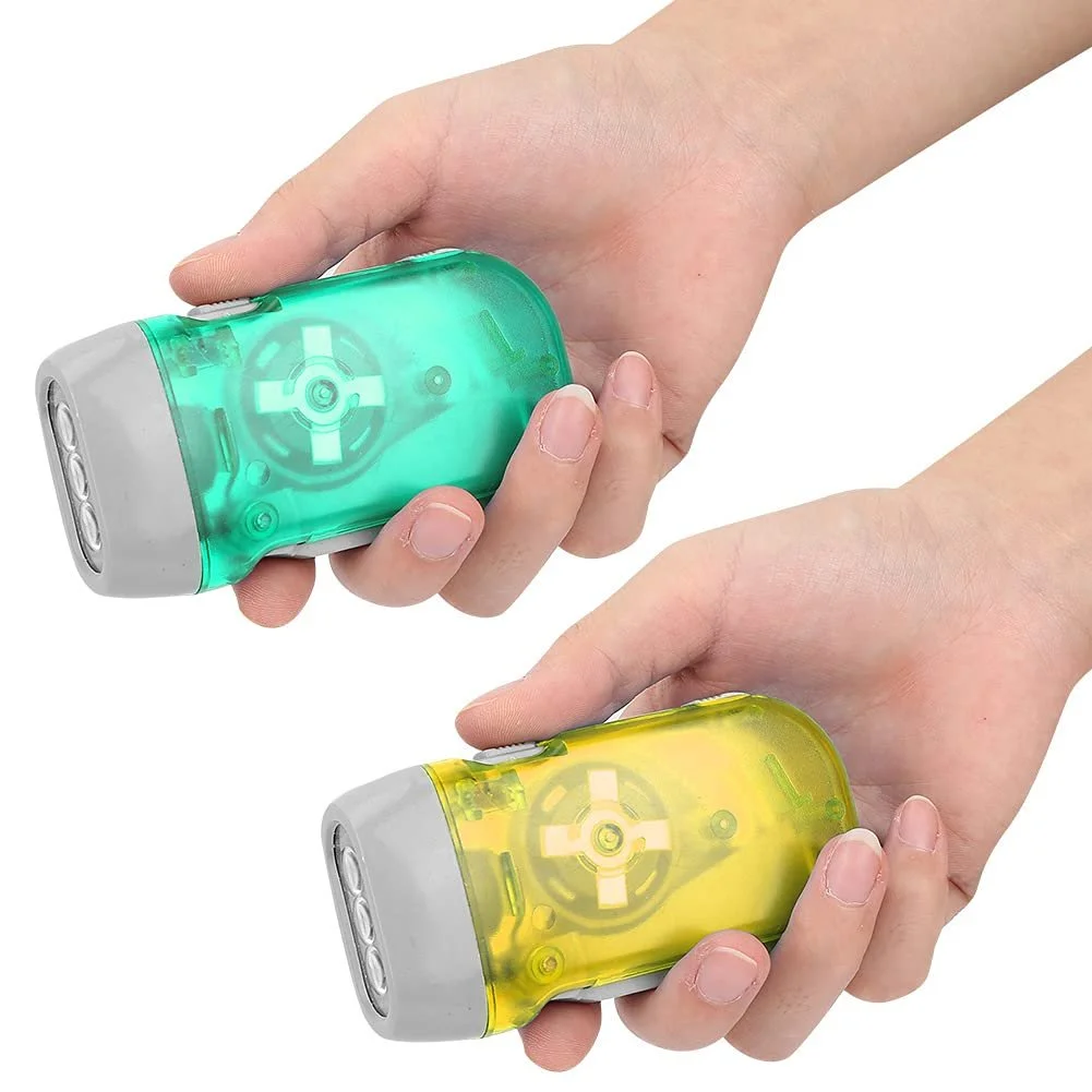 Ручний ліхтарик з ручним приводом Mini, ABS матеріал, аварійний , легкий, портативний, світлодіодне джерело світла, висока яскравість, для подорожей Жовтий з зеленим, фото №6