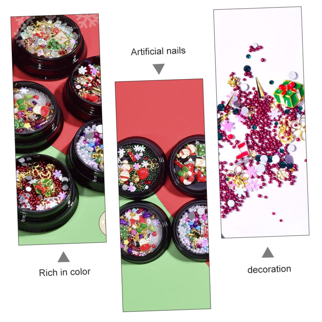 Стрази для нігтів Різдвяні FRCOLOR, кристали, різдвяний дизайн, фото №3