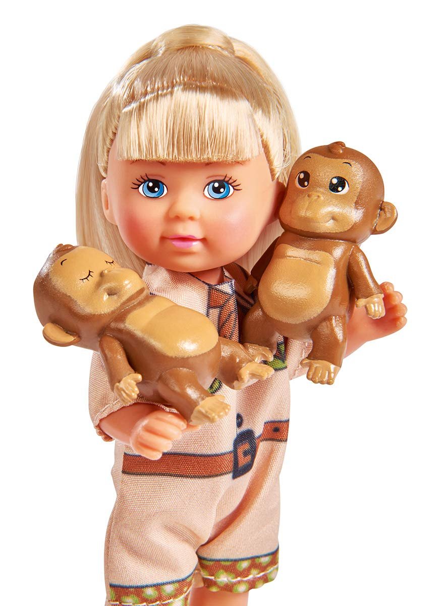 Лялька Steffi Love Monkeys від Simba в експедиційному вбранні з рюкзаком, біноклем, підкладкою та двома милими мавпочками, фото №3