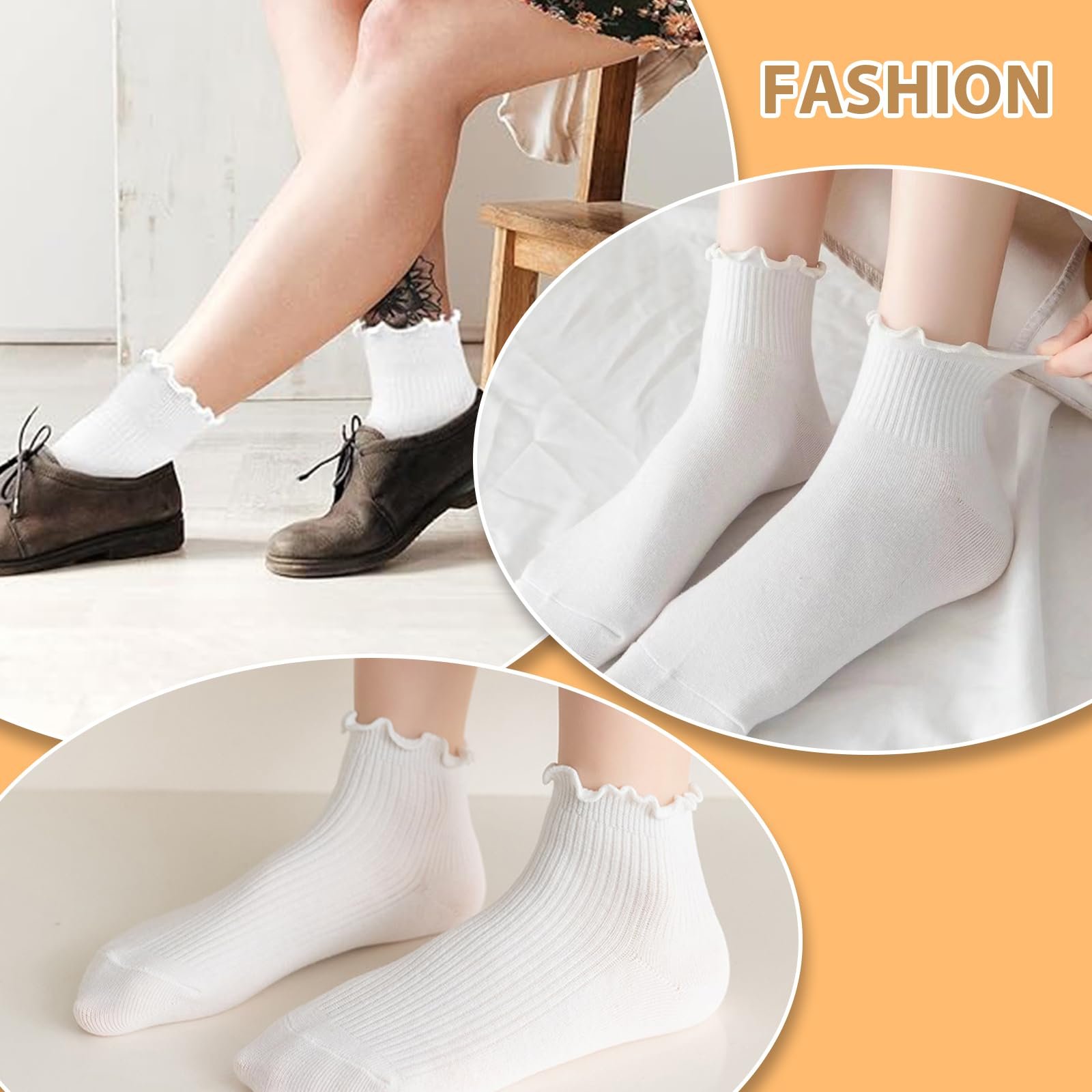 Шкарпетки з рюшами DMNQ (4 пари) Білий, фото №4