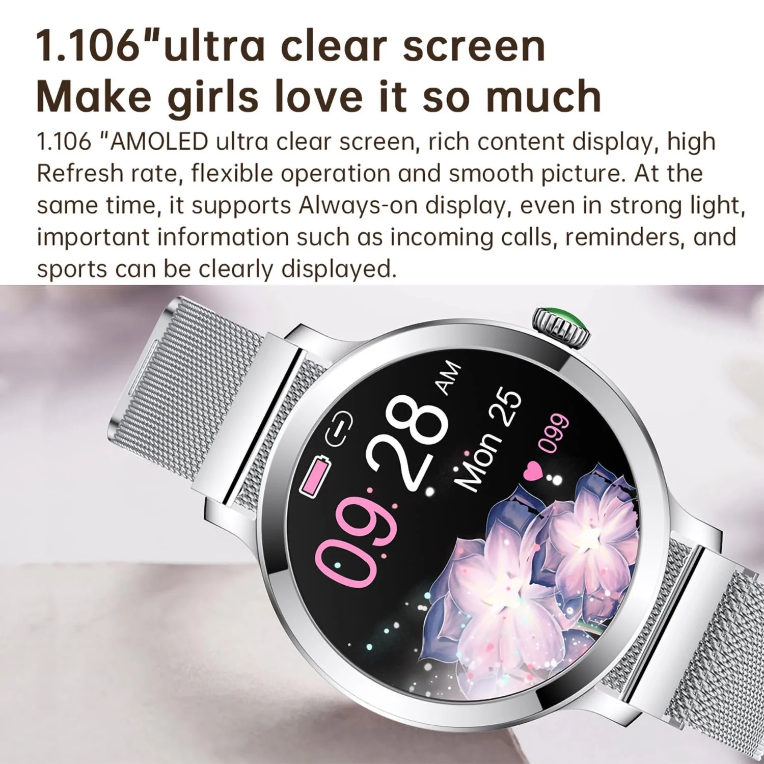 Смартгодинник для жінок Сріблястий, фото №7