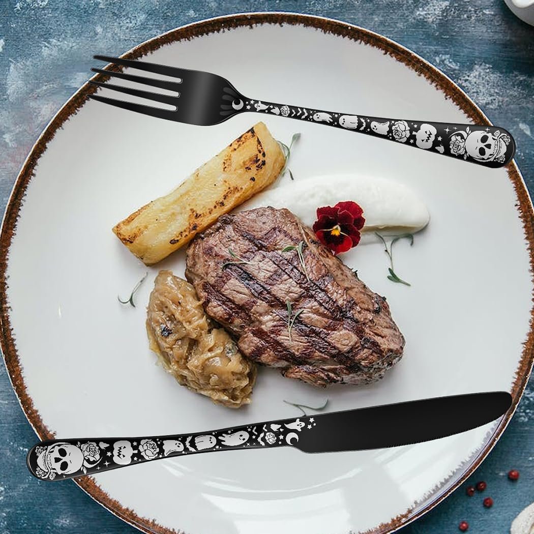 Набор столовых приборов XIAOYU Хэллоуин Череп, Черный, фото №5 Набор столовых приборов XIAOYU Хэллоуин Череп, Черный, фото №5