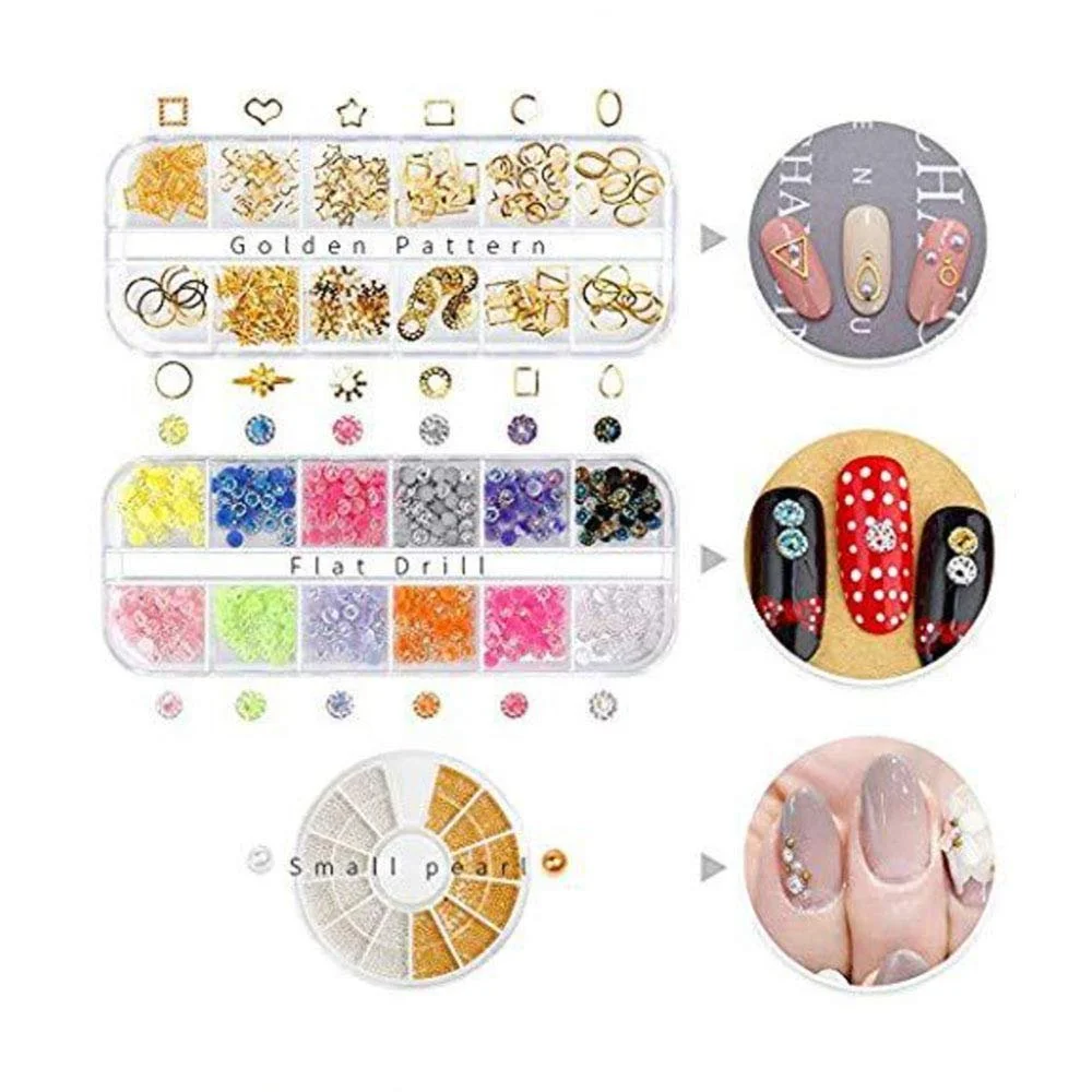 Набор для профессионального маникюра для ногтей, стразы для ногтей DIY, набор с 1 коробкой фольги для ногтей 4 цветов, 6 коробок страз для украшения ногтей, одежды, шляп, сумок, ногтей, фото №4