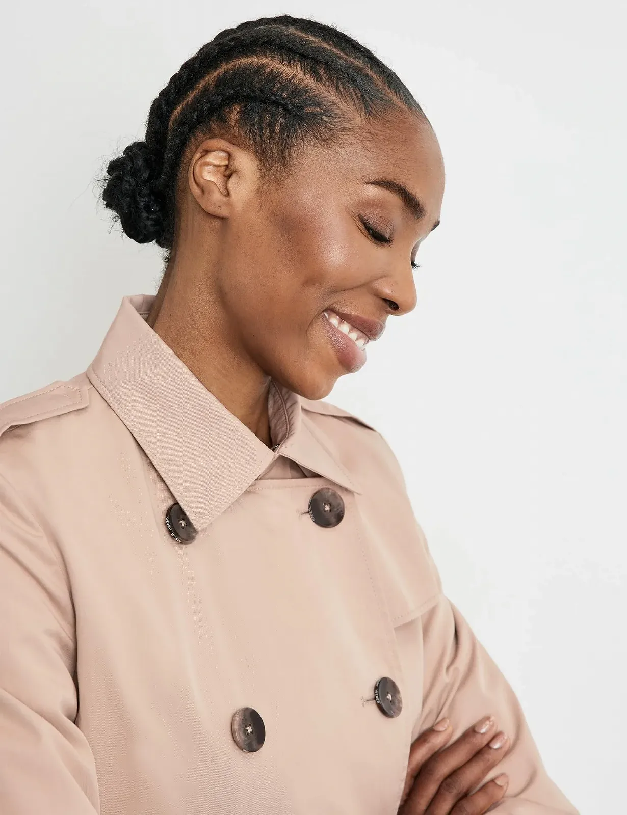 Тренч Gerry Weber Однотонный с длинными рукавами с погонами, фото №5