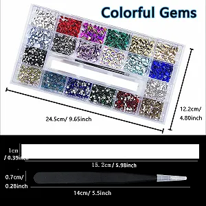 Стразы Разных Размеров Красный Синий Зеленый AB Шампань Золотой Черный Розовый Желтый 3800 Штук synthetic.ua - Фото 1