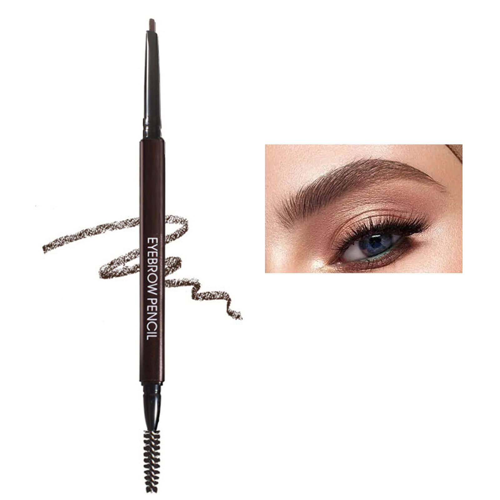 Олівець для брів 2 в 1 Auto Водостійкий Макіяж брів Штихування Пензлик Тривалий Олівець для брів (A, One Size), фото №2