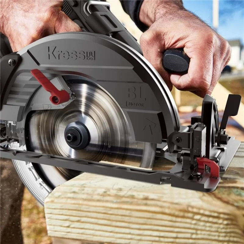 Пила циркулярная аккумуляторная Kress KUE15 20V BL / 185мм / 65мм пропил / 5500 об/мин / Черная, фото №8