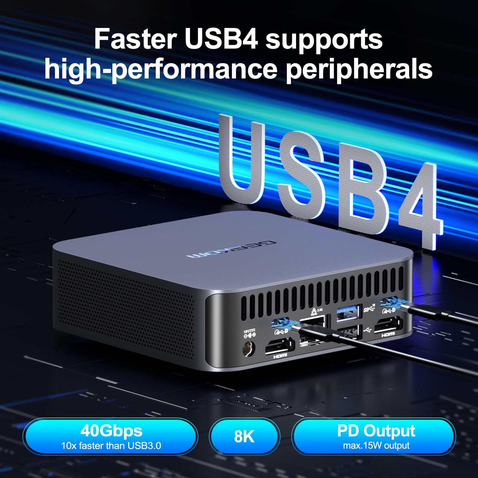 Mini ПК GEEKOM GT13 Pro i9 13900H DDR4 32GB RAM 2TB SSD USB4.0/8K UHD/WiFi 6E/2.5Gbps LAN, фото №2